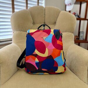 Auth. POABA Oxford Art Deco Anti Theft Cut Proof Waterproof Backpack Purse